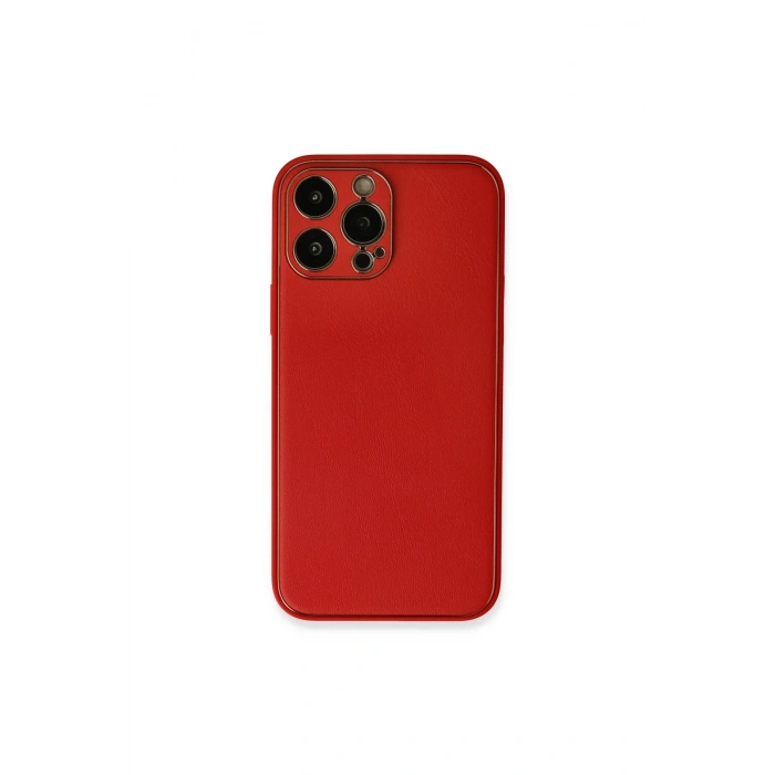 İphone 13 Pro Kılıf Coco Deri Silikon Kapak - Kırmızı