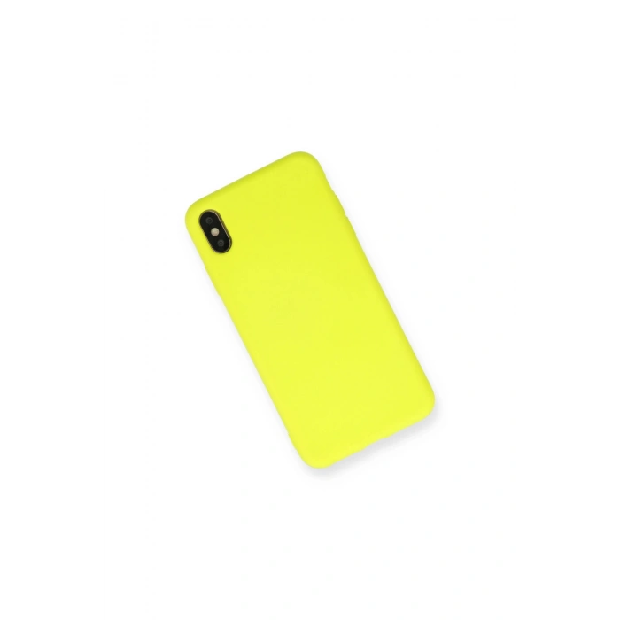 İphone X Kılıf Nano İçi Kadife Silikon - Sarı