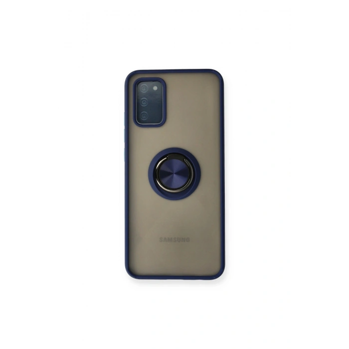 Samsung Galaxy A02s Kılıf Montreal Yüzüklü Silikon Kapak - Lacivert