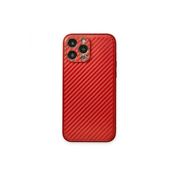 İphone 13 Pro Max Kılıf Coco Karbon Silikon - Kırmızı