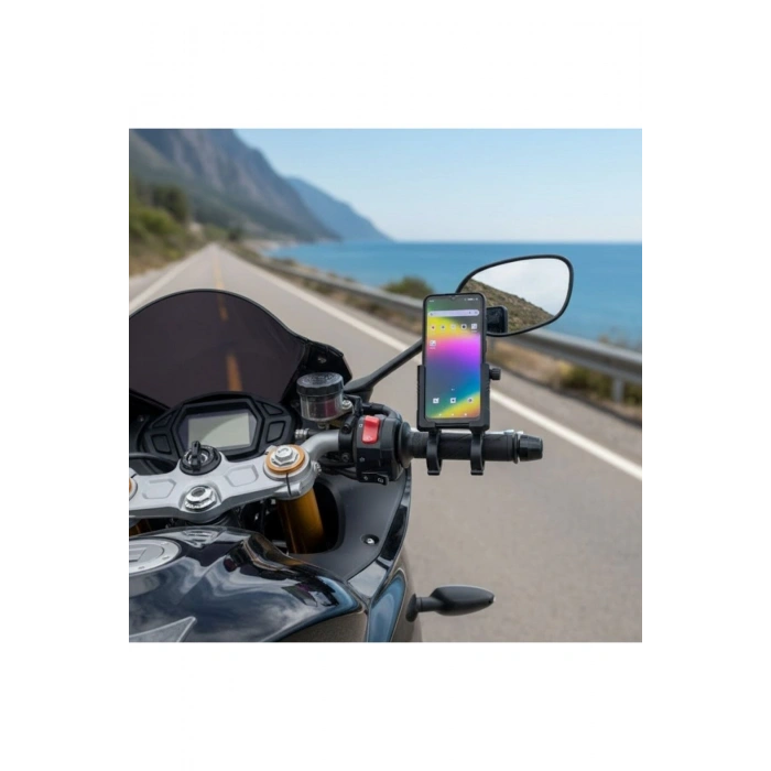 Evrensel Motosiklet Telefon Tutucu – Kaymaz, Kilitlenebilir Güvenli Tutuşlu, 360° Ayarlanabilir Gido