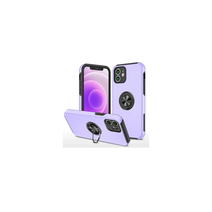 İphone 12 Mini Kılıf Elit Yüzüklü Kapak - Mor