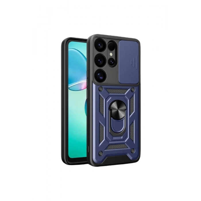 Samsung Galaxy S25 Ultra Kılıf Pars Lens Yüzüklü Silikon - Lacivert