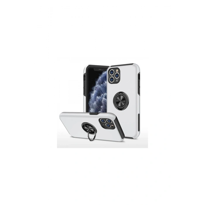 İphone 11 Pro Max Kılıf Elit Yüzüklü Kapak - Gümüş