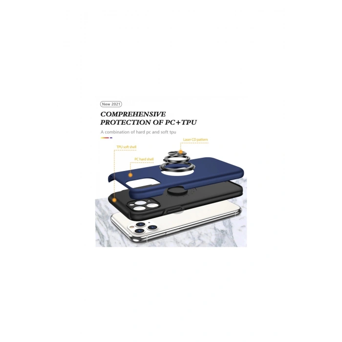 İphone 11 Pro Max Kılıf Elit Yüzüklü Kapak - Lacivert