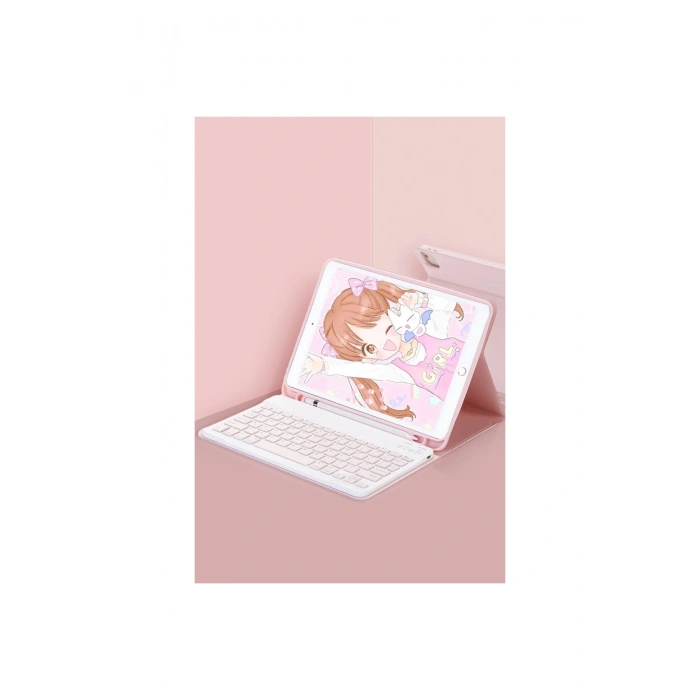 İpad Pro 11 (2024) Kılıf Kc01 Smart Klavyeli Tablet Kılıfı - Pembe