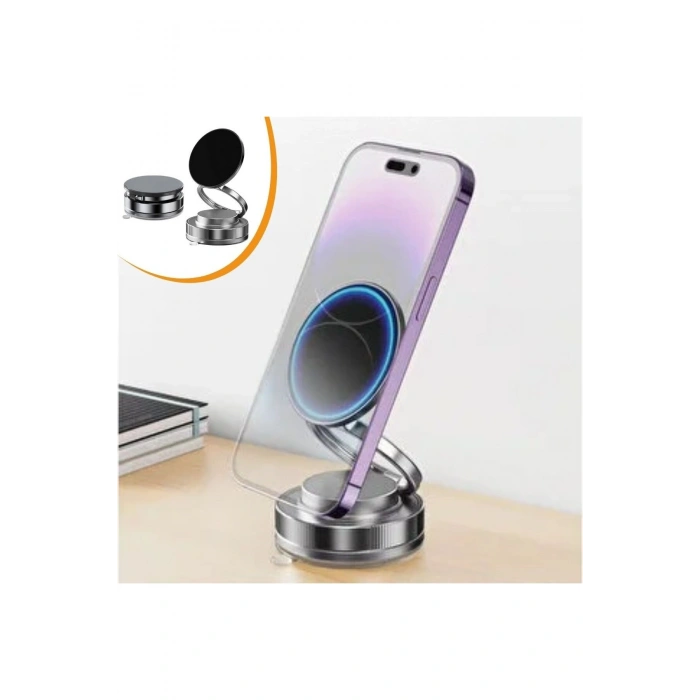 Vakumlu Manyetik Telefon Tutucu – Güçlü Vakum 360 Derece Döner Araç İçi Telefon Standı, Ultra Sabit