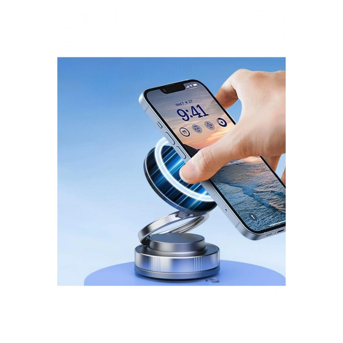 Vakumlu Manyetik Telefon Tutucu – Güçlü Vakum 360 Derece Döner Araç İçi Telefon Standı, Ultra Sabit