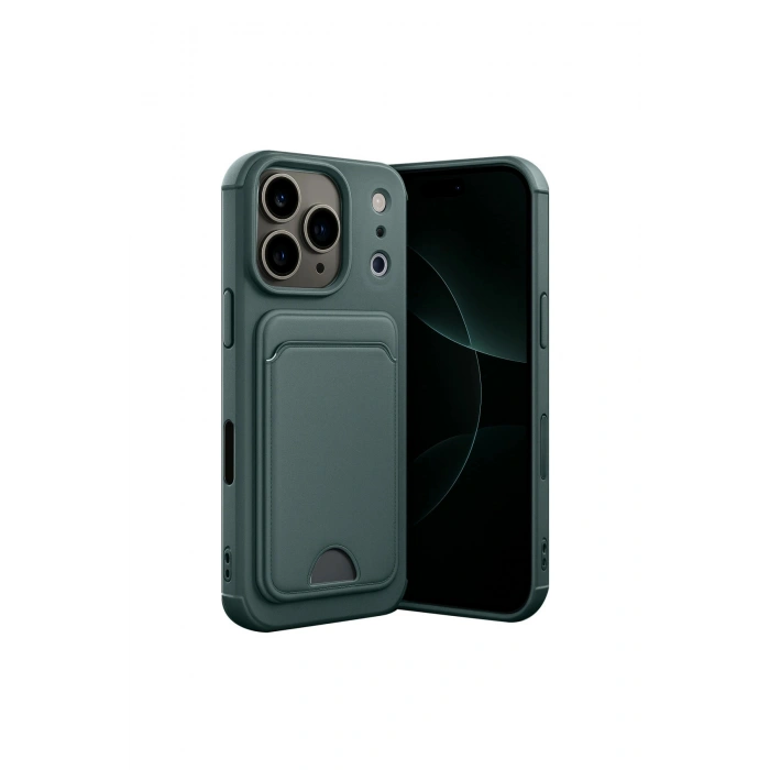 İphone 17 Pro Max Kelvin Kartvizitli Silikon - Koyu Yeşil