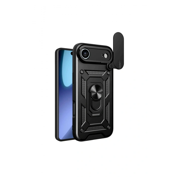 İphone 17 Air Pars Lens Yüzüklü Silikon - Siyah