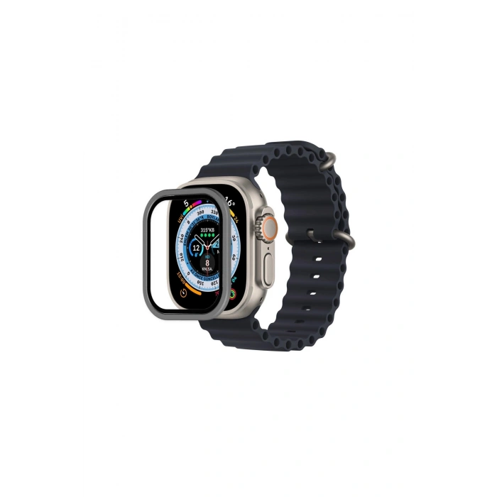 Watch Ultra 49mm Alüminyum Kasa Cam Ekran Koruyucu - Gri