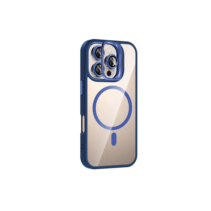 Joko İphone 16 Pro Max Remim Lensli Magsafe Standlı Kapak - Lacivert