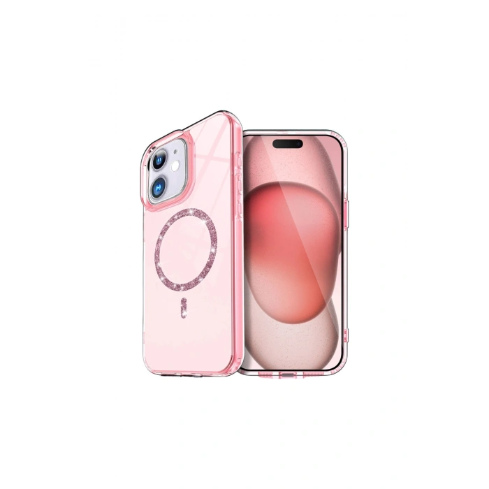 İphone 11 Live Diamond Magsafe Kapak - Pembe
