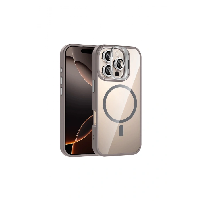 Joko İphone 16 Pro Max Remim Lensli Magsafe Standlı Kapak - Titan Gri