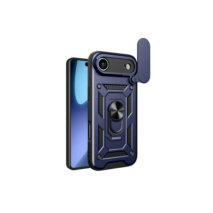 İphone 17 Air Pars Lens Yüzüklü Silikon - Lacivert