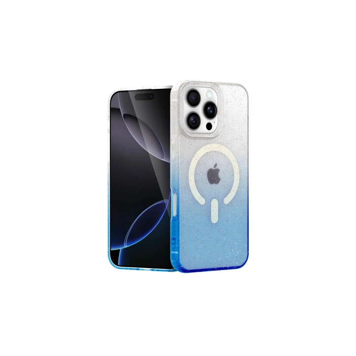 İphone 16 Pro Max Pummel Shiny Magsafe Kapak - Mavi