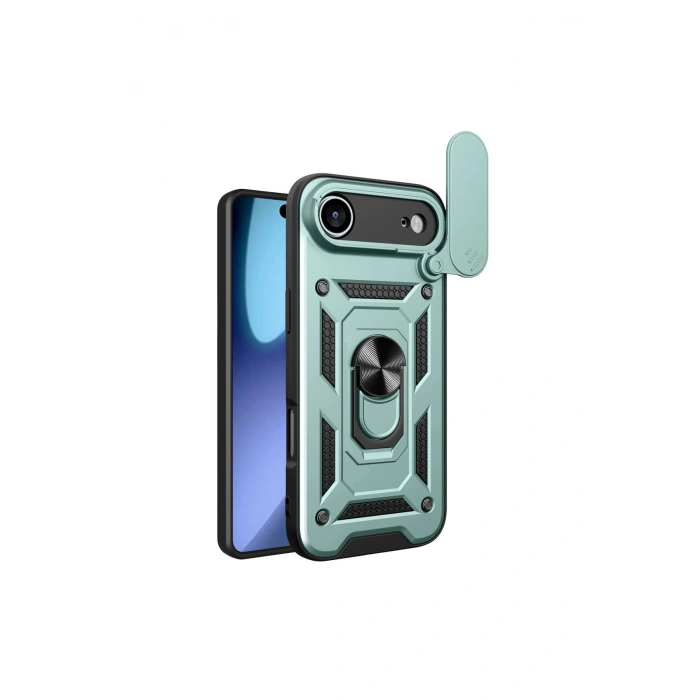 İphone 17 Air Pars Lens Yüzüklü Silikon - Yeşil