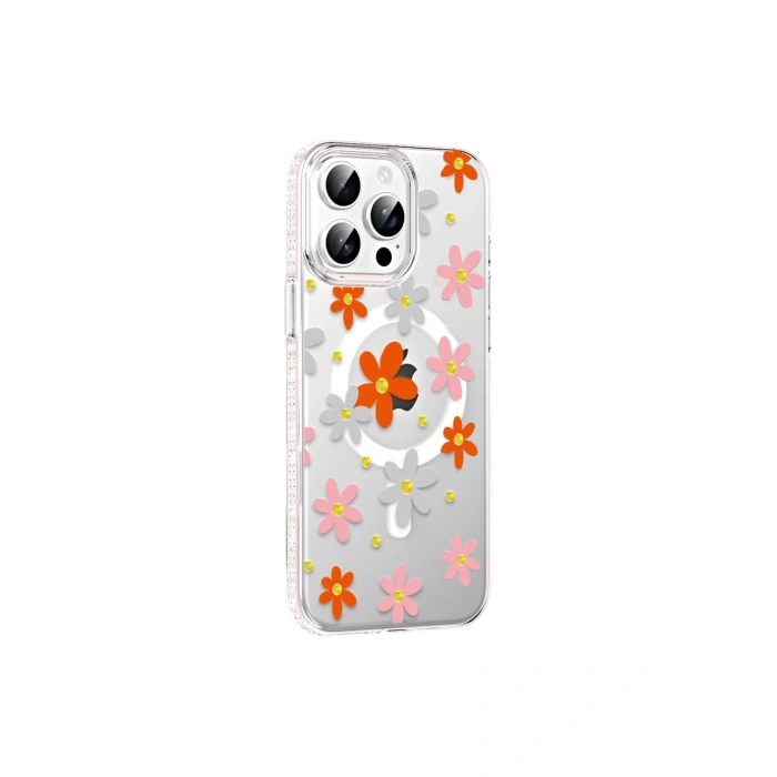 Joko İphone 15 Pro Floral Magsafe Kapak - Turuncu