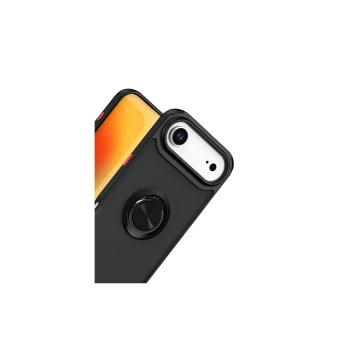 İphone 17 Air Montreal Yüzüklü Silikon Kapak - Siyah