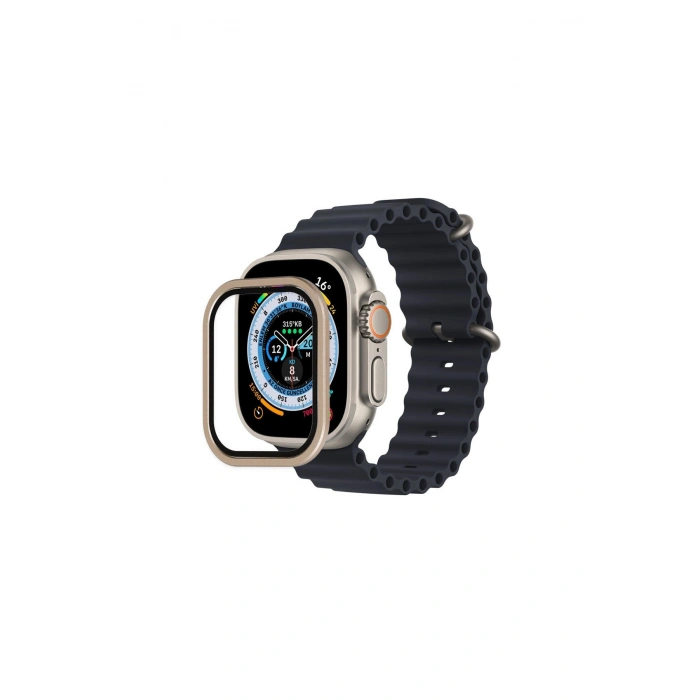 Watch Ultra 49mm Alüminyum Kasa Cam Ekran Koruyucu - Gold