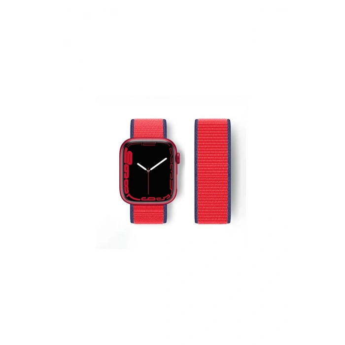 Watch 38mm Hasırlı Cırtcırtlı Kordon (SAAT DEĞİLDİR) - Lacivert-kırmızı