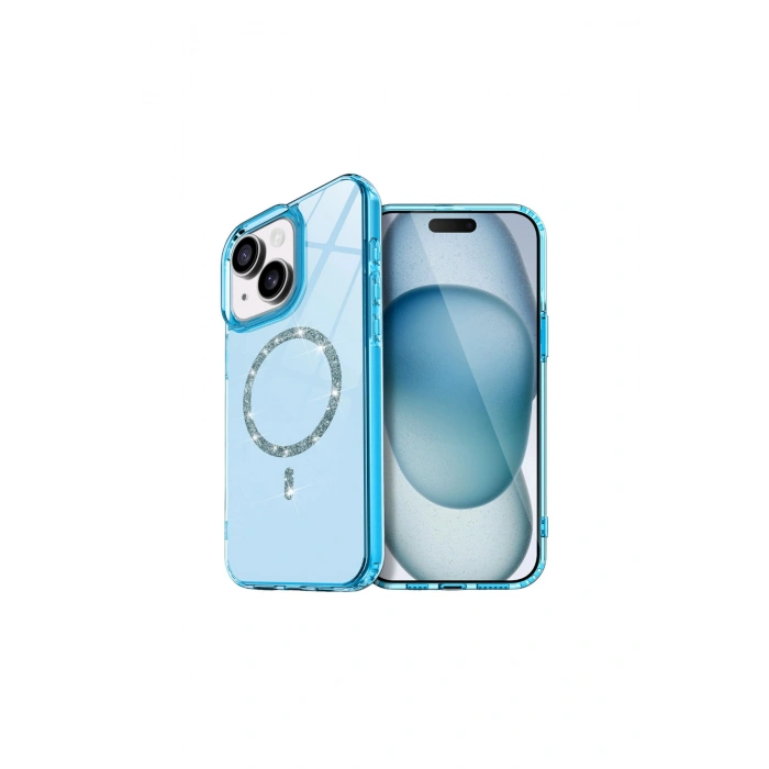 İphone 15 Plus Live Diamond Magsafe Kapak - Mavi