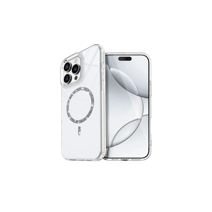 İphone 14 Pro Max Live Diamond Magsafe Kapak - Şeffaf