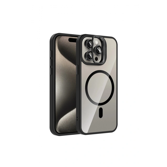 Joko İphone 14 Pro Max Remim Lensli Magsafe Standlı Kapak - Siyah