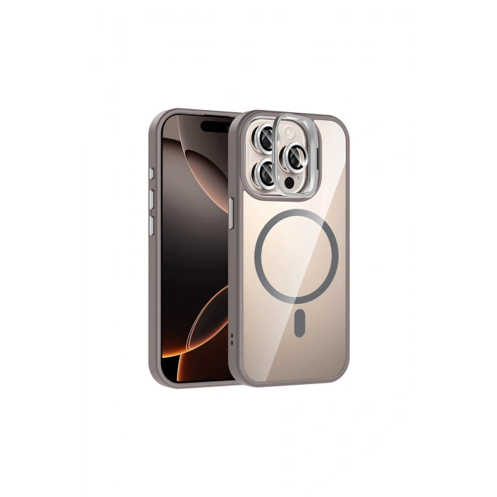 Joko İphone 15 Pro Max Remim Lensli Magsafe Standlı Kapak - Titan Gri