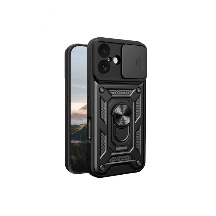 İphone 17 Pars Lens Yüzüklü Silikon - Siyah