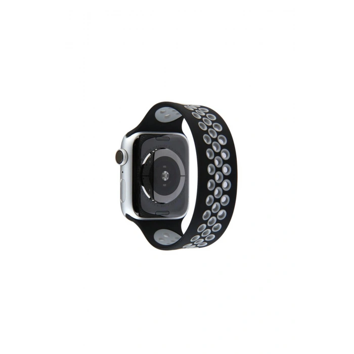 Watch 38mm Ayarlı Delikli Silikon Kordon (SAAT DEĞİLDİR) - Siyah-gri