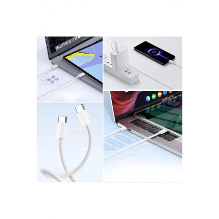 15/15 Pro Type-C to Type-C Hasır Örgü Hızlı Şarj Kablosu (1m) (5324)