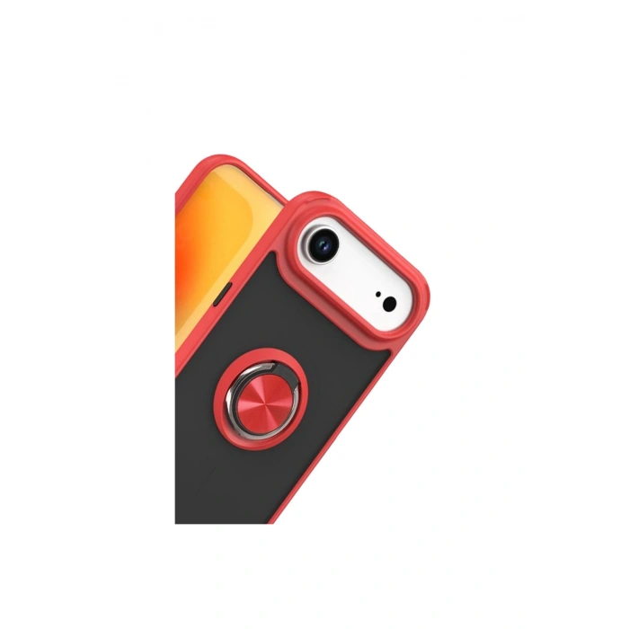 İphone 17 Air Montreal Yüzüklü Silikon Kapak - Kırmızı