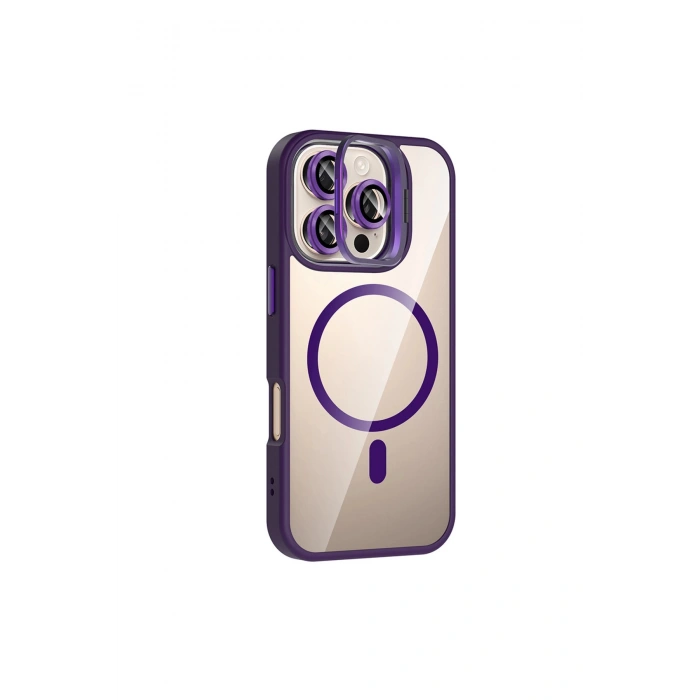 Joko İphone 16 Pro Max Remim Lensli Magsafe Standlı Kapak - Derin Mor