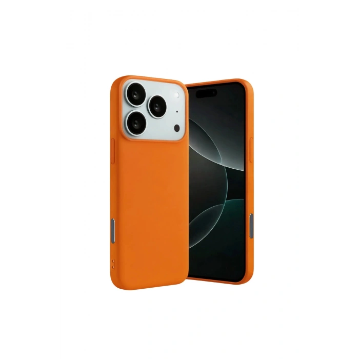 İphone 17 Pro Max Nano İçi Kadife Silikon - Turuncu