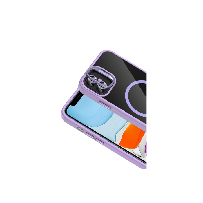 Joko İphone 11 Remim Lensli Magsafe Standlı Kapak - Lila