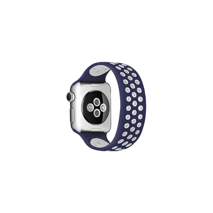 Watch 38mm Ayarlı Delikli Silikon Kordon (SAAT DEĞİLDİR) - Lacivert-beyaz