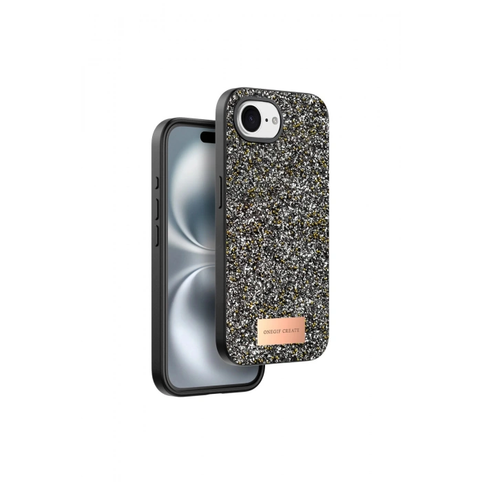 Onegif İphone 16e Bright Simli Kapak - Gümüş