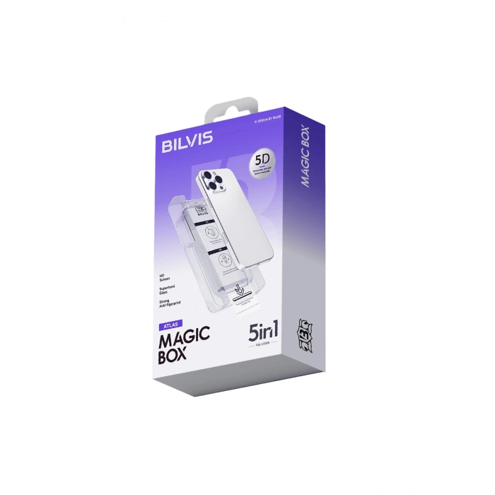 İphone 14 Pro Max Bilvis 5in1 3d Magic Cam Ekran Koruyucu - Siyah