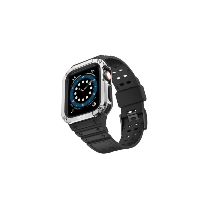 Watch 42mm Kr401 Silikon Kordon (SAAT DEĞİLDİR) - Siyah-gümüş