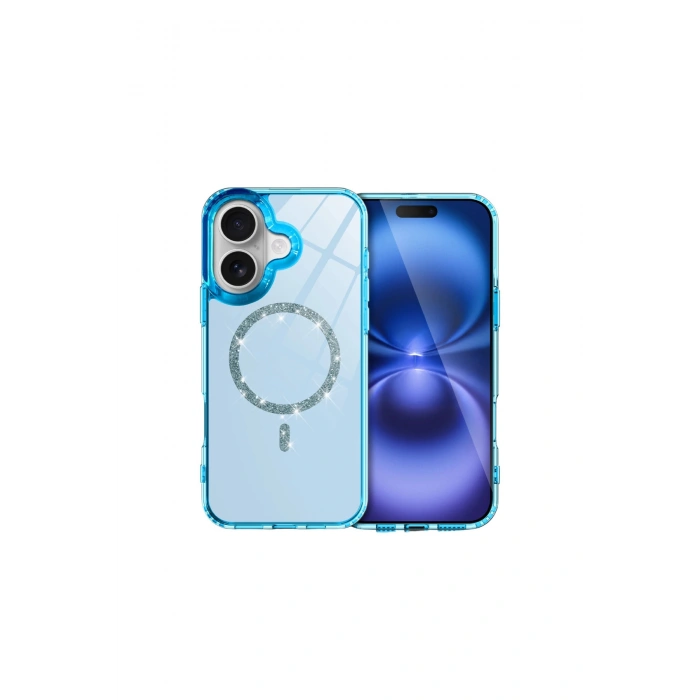 İphone 16 Live Diamond Magsafe Kapak - Mavi