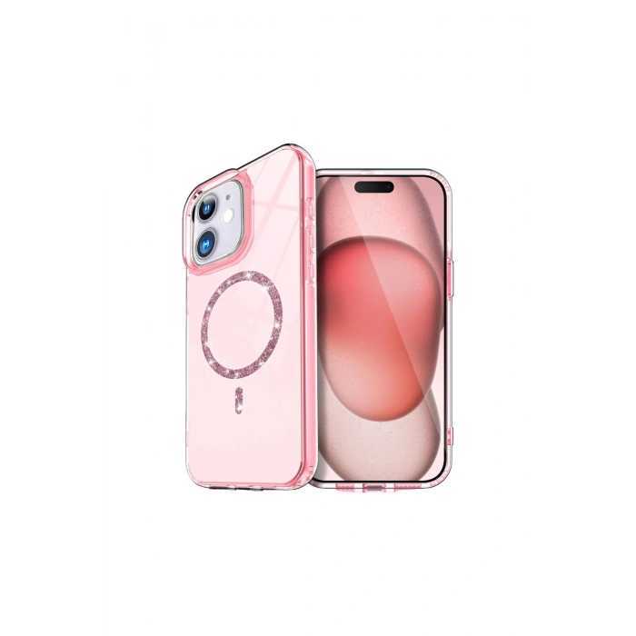 İphone 12 Live Diamond Magsafe Kapak - Pembe