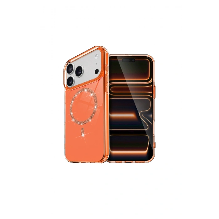 İphone 17 Pro Max Live Diamond Magsafe Kapak - Turuncu
