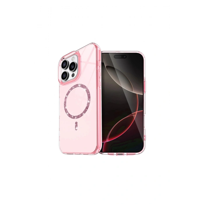 İphone 15 Pro Max Live Diamond Magsafe Kapak - Pembe