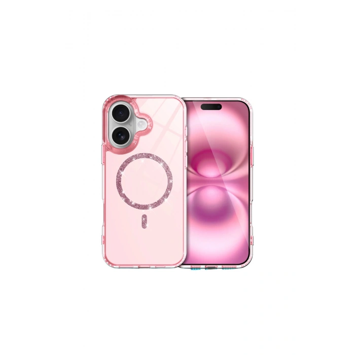 İphone 17 Live Diamond Magsafe Kapak - Pembe