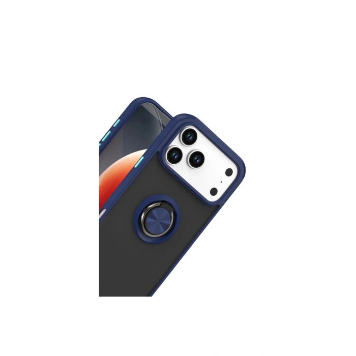 İphone 17 Pro Montreal Yüzüklü Silikon Kapak - Lacivert