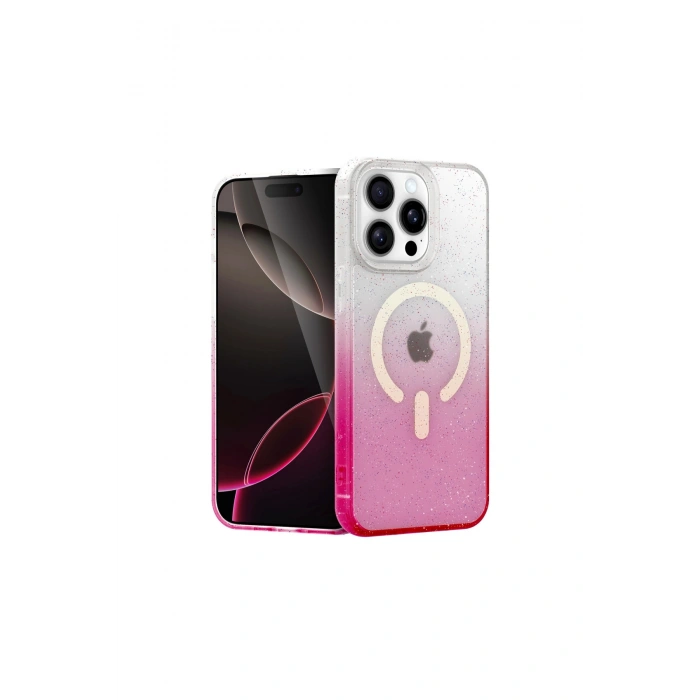 İphone 14 Pro Pummel Shiny Magsafe Kapak - Pembe