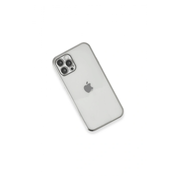 İphone 12 Pro Max Kılıf Lensli Silikon - Gümüş