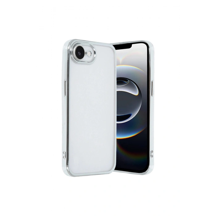 İphone 16e Kılıf Lensli Silikon - Gümüş