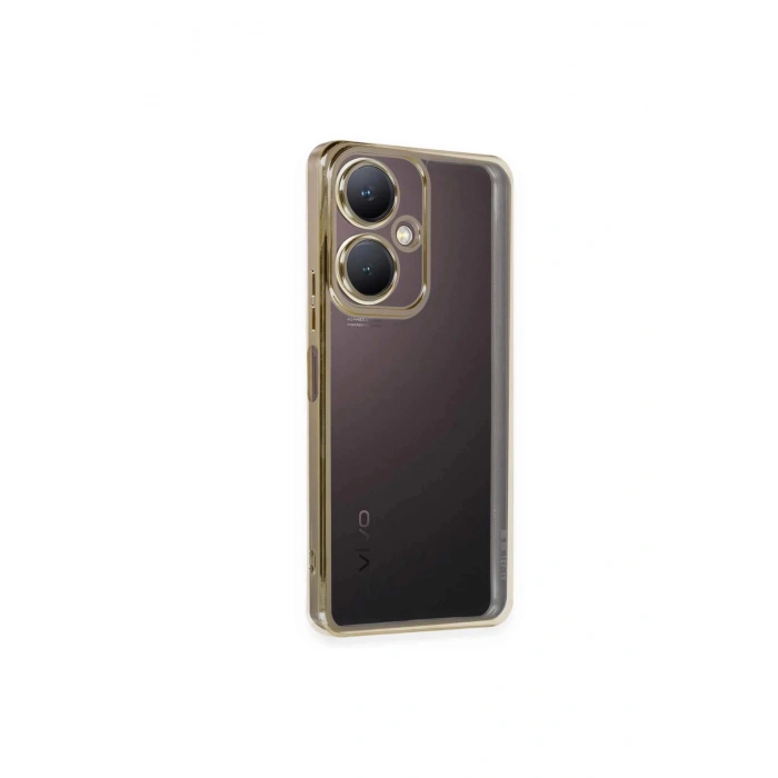 Vivo Y27 Kılıf Lensli Silikon - Gold